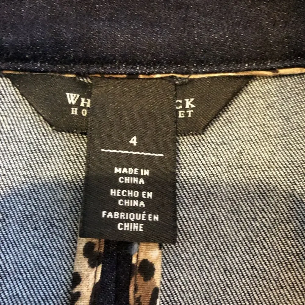 WHBM dark blue denim blazer jacket size 4